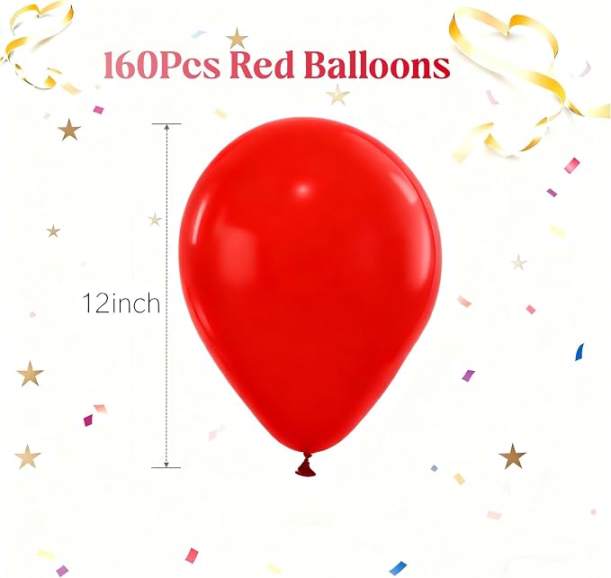 160Pcs Red Balloons 12 Inch Bulk Latex Balloon - Image 2