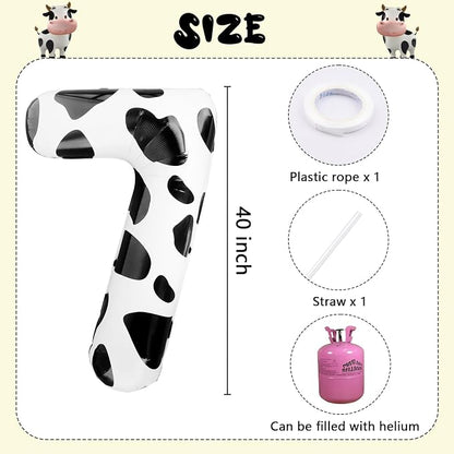 Cow Print Number Balloon 40 Inch Cow Print Number 7 Balloon Cowgirl Theme - Image 4