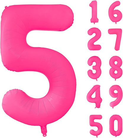 Fluorescent Rose Red Number Balloon 40 inch Giant Foil Helium Balloons Pink by Yeodong