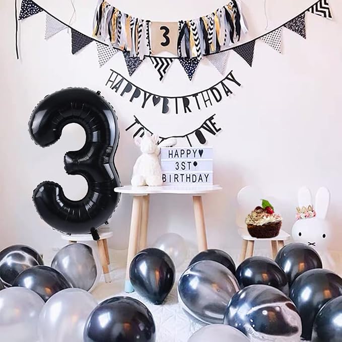 TONIFUL 40 Inch Black Number 4 Balloons Large Foil 4th Birthday Decorations | - Image 6