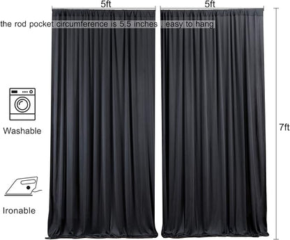 Black Wrinkle Free Black Backdrop Curtains - Image 6