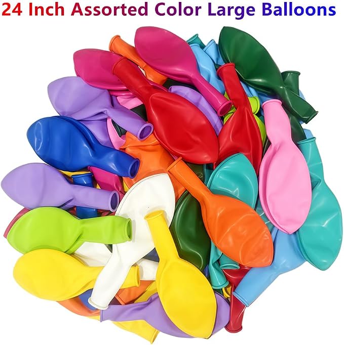 36 Pack 24 Inch Balloons Large Assorted Color Rainbow Latex Big Balloon 12 - Image 2