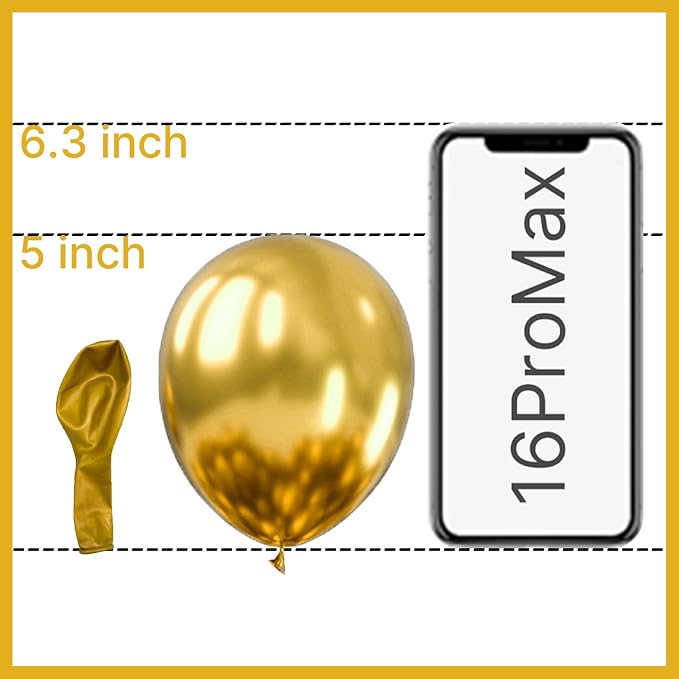 PartyWoo Gold Balloons 100pcs Metallic Gold Chrome Color 5 Inch | Balloons - Image 2