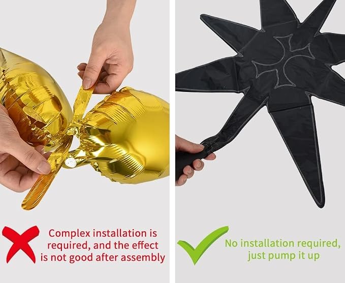 TONIFUL 8 Pcs Explosion Star Balloons Black and Silver Foil Party Decor | 2 - Image 3