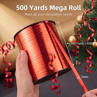 Christmas Ribbon, 500 Yard Red Curling Ribbons - Image 9