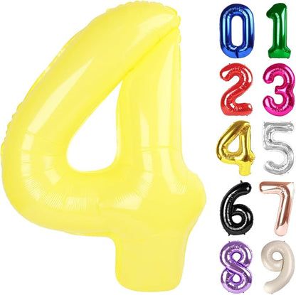 4 Balloon - Macaron Yellow Birthday Number Balloons, 40 Inch Decorations | by ALPHADELTAPI
