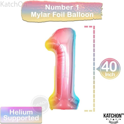 KatchOn Number One Balloon for First Birthday 40 Inch | Rainbow Number 1 - Image 4