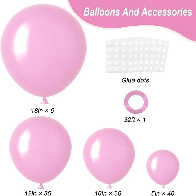 RUBFAC Light Pink Balloons Different Sizes 105pcs 5/10/12/18 Inch - Image 2