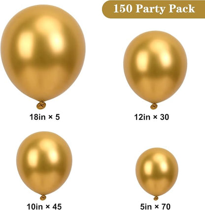 APLANET 150pcs Gold Balloons Different Sizes 18 12 10 5 Inch, Happy New Year - Image 2