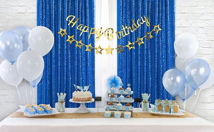 Royal Blue Sequin Backdrop Curtains, 2 Panels 2FTx8FT Blue Curtain Backdrop - Image 5
