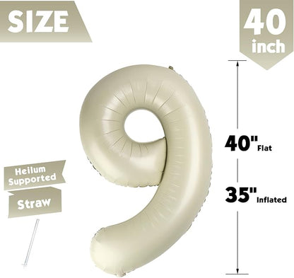 40 Inch Cream Number 9 Balloon Birthday Party Decorations - Image 5