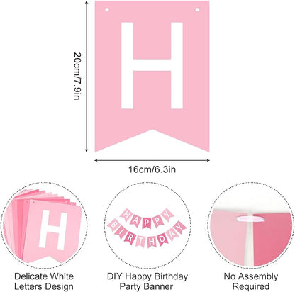 Happy Birthday Banner Sign, Birthday Garland Wall Door Hanging Banners Flag - Image 7