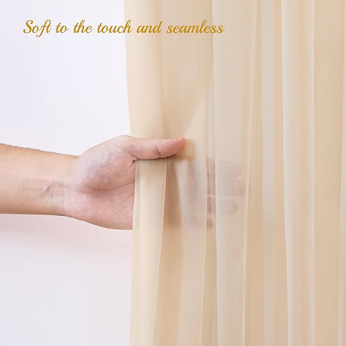 10x8ft Champagne Tulle Backdrop Curtain - Image 6