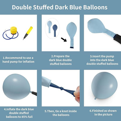 Double Dusty Blue Stuffed Balloons Different Size 115Pcs 5/10/12/18" Slate Blue - Image 3