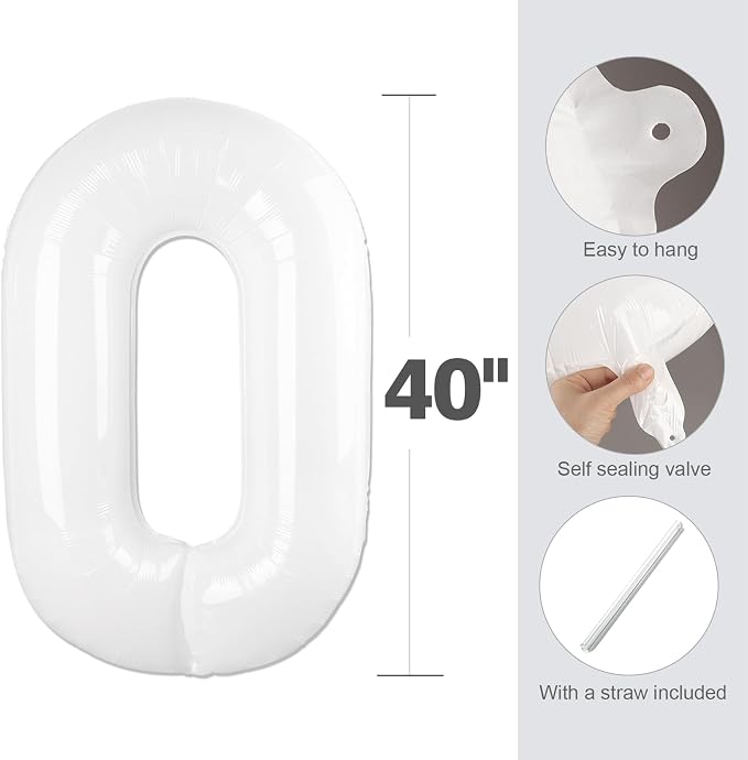 4 Balloon 40 inch White Number Balloons - Image 5