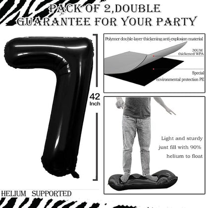Black Foil Balloons Number 7, Huge Number Balloons - Image 3