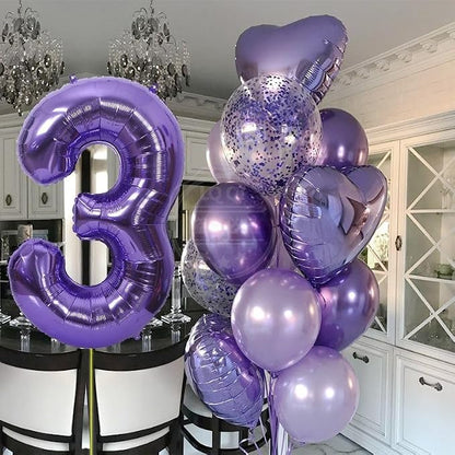 2 Balloon 40 Inch Number Balloons Purple Birthday Decorations - Image 2