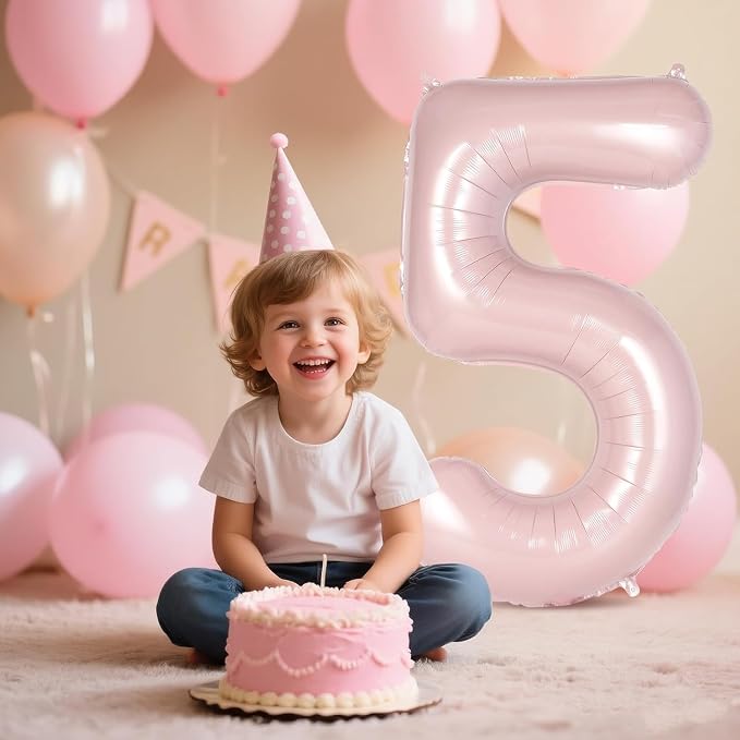 Light Pink Number 15 Balloon, 40 Inch Giant Mylar Number Balloons, Large Foil - Image 4