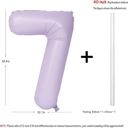 40 In Matte Purple Number Balloons Helium Foil Mylar Balloon Digital 7 | Perfect - Image 2