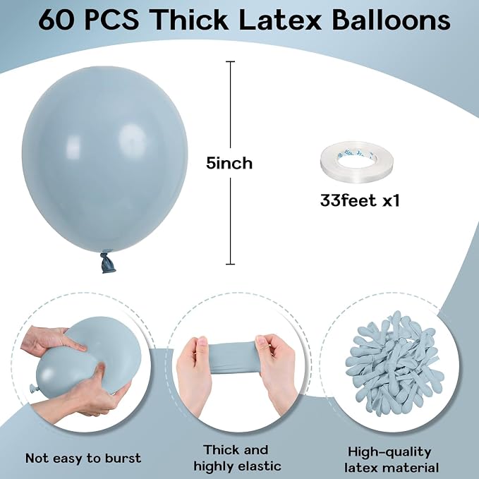 Jobkoo Blue Balloons 5 Inch - Image 2