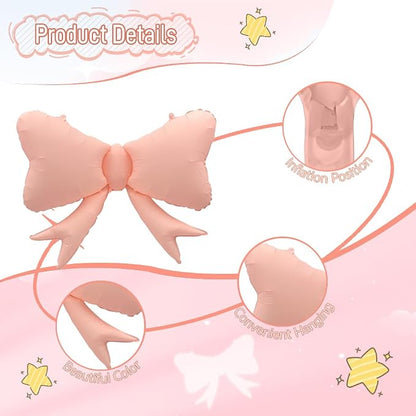 4pcs Jumbo Oversized Ribbon Balloons Coquette Bow Balloons Bow Party Coquette - Image 5