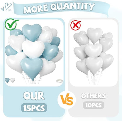 Blue White Heart Balloons - Image 3