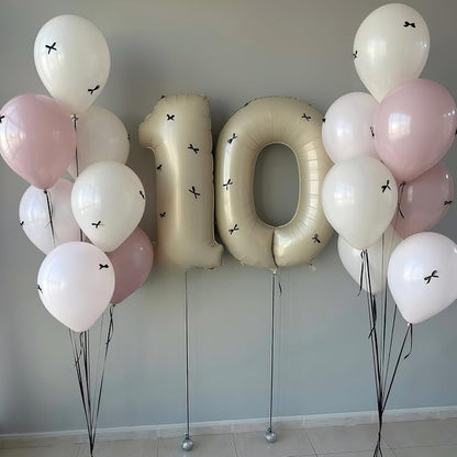 Cream Number 0 Balloons, 40 Inch 0 Balloons Giant Helium Foil Mylar Beige 0 - Image 7