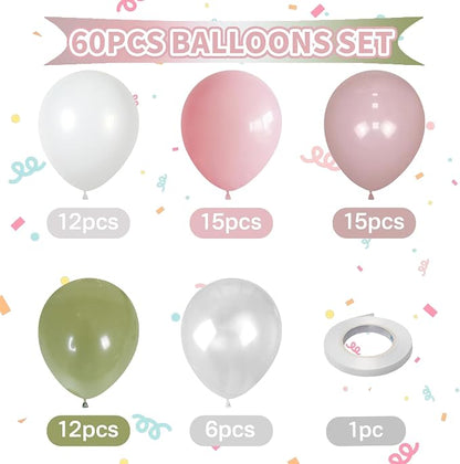 Dusty Pink Green White Balloons - Image 3