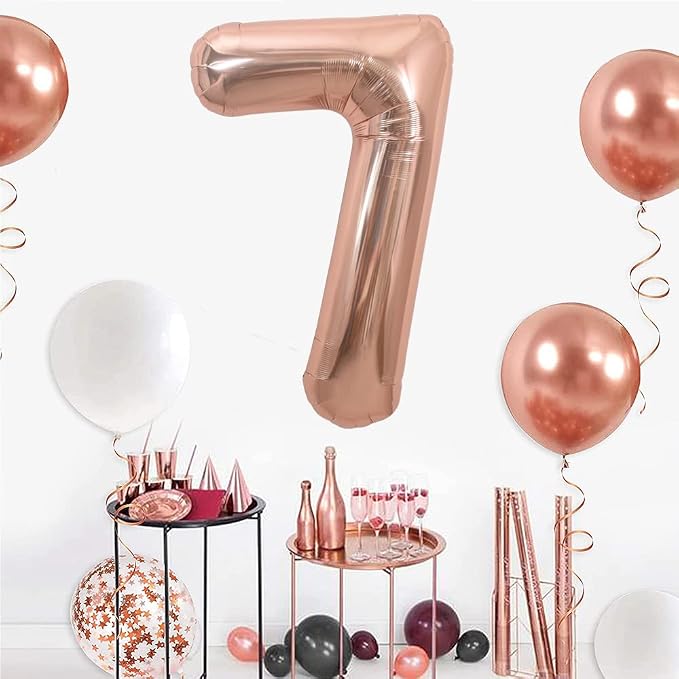 TONIFUL 40 Inch Rose Gold Large Numbers Balloons 0-9, Number 7 Digital 7 Helium - Image 5