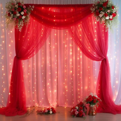 30x10ft Red Tulle Backdrop Curtain - Image 8