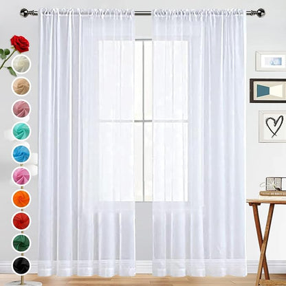 SpaceDresser Sheer Voile Window Treatment Rod Pocket Curtain Panels by SpaceDresser