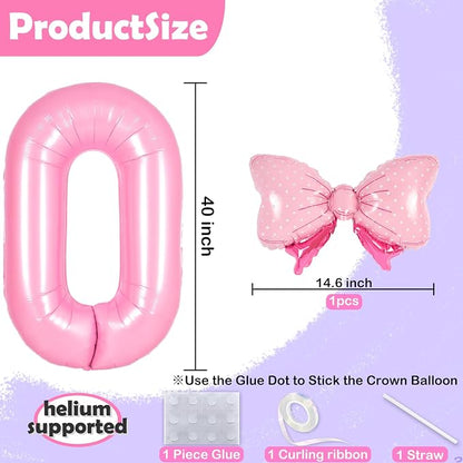 Pink 4 Balloon Number Pink Birthday Decorations - Image 2