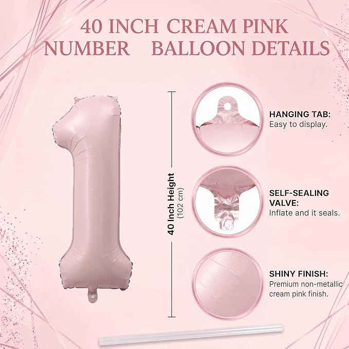Baby Pink Number 11 Balloon 40 Inch, Muted Pastel Foil Party Supplies | - Image 4