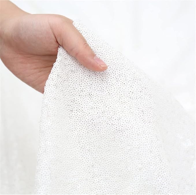 Poise3EHome White Sequin Backdrop Curtains, 2 Panels 2FTx8FT Glitter Background - Image 8
