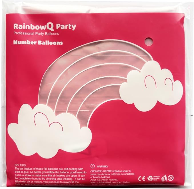 RainbowQ Blue Pink 8 Balloon Number 40 Inch Big 0-10 Foil Large Balloon | - Image 7