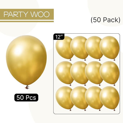 PartyWoo Metallic Gold Balloons 50pcs Chrome Gold Color 12 Inch | Balloons - Image 6