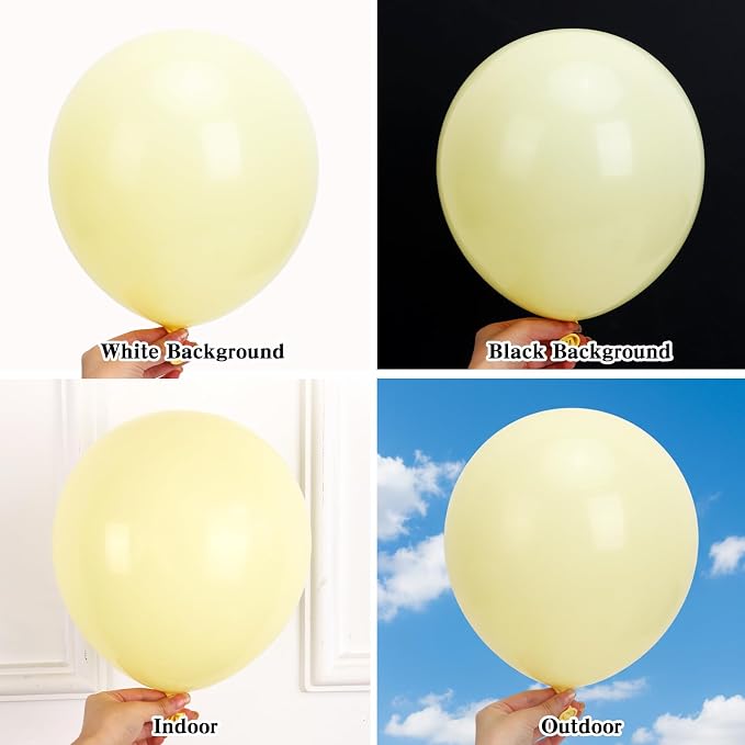 RUBFAC Pastel Yellow Balloons Different Sizes Light Yellow Balloon 154pcs | - Image 3