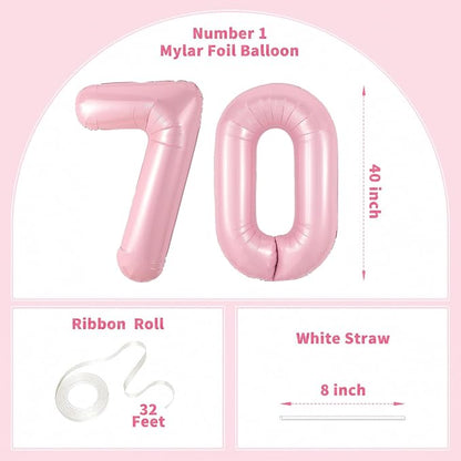 Number Balloons Pink Party Balloon - Image 2