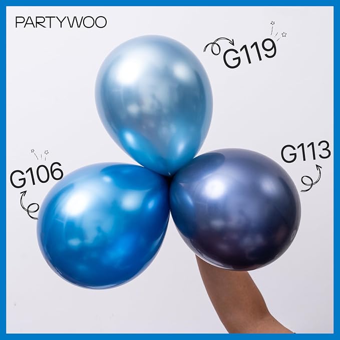 PartyWoo Metallic Blue Balloons, Balloon Garland or Arch Decorations, Wedding | - Image 4