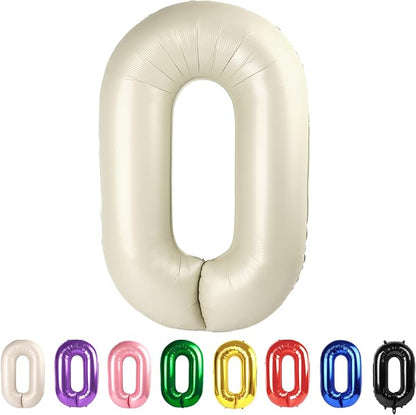 Large Number 0 Balloons Cream Birthday Party Decorations by Mluchee