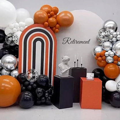 Orange Black White Silver Balloon Garland Arch Kit - Image 6