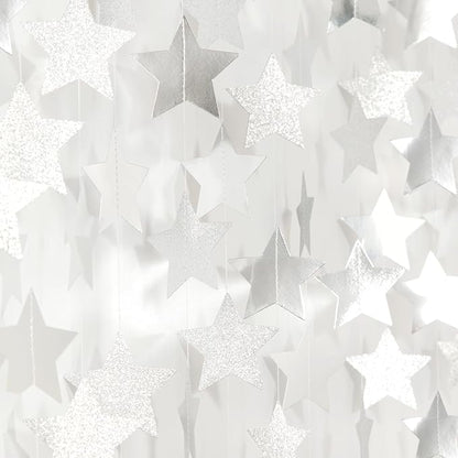 Glitter-Silver Party-Decorations Star Christmas Garland - 62ft Birthday Twinkle by Hugtmr