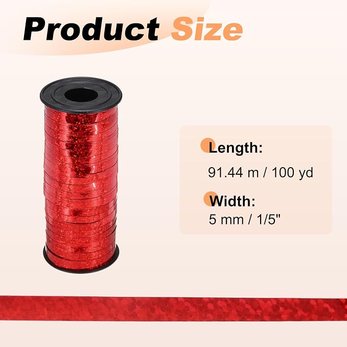PATIKIL Glitter Curling Ribbon 100yds x 1/5" Plastic Balloon String Ribbon | - Image 2