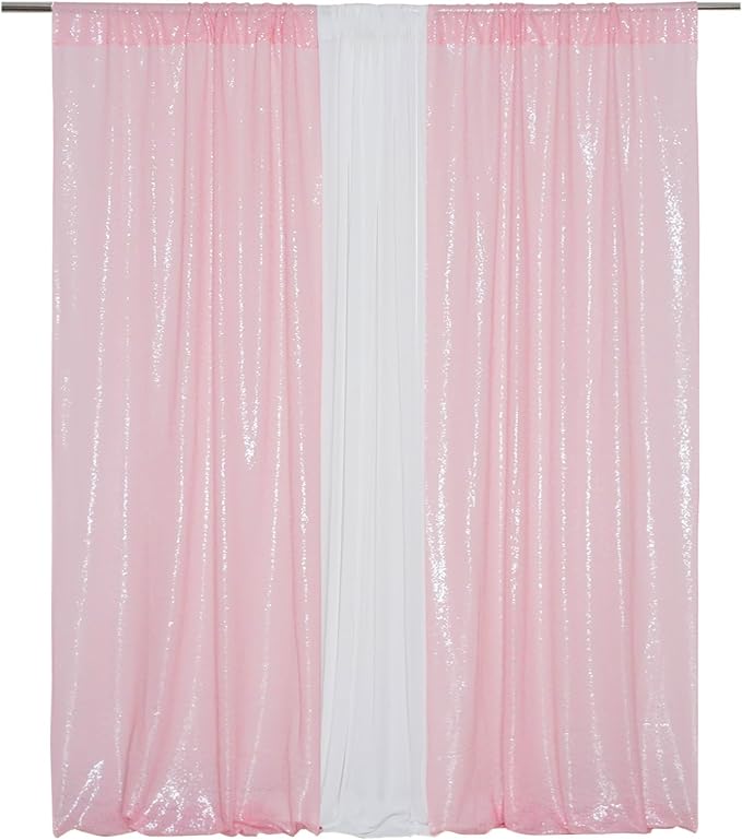Eternal Beauty Pink 3mm Sequin Backdrop 2x8 Ft 2 Pack Wedding | Dense Sparkle - Image 6