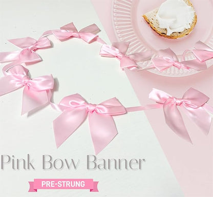 2pcs Pink Bow Garland Banner - Image 3
