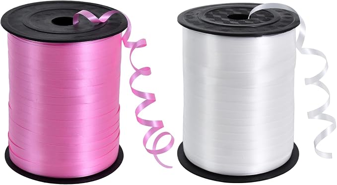 TONIFUL 500 Yards Pink and White Curling Ribbon Balloon String | Balloon by TONIFUL