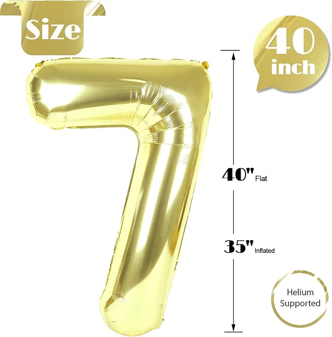 Champagne Gold Number 7 Balloon 40 Inch - Image 5