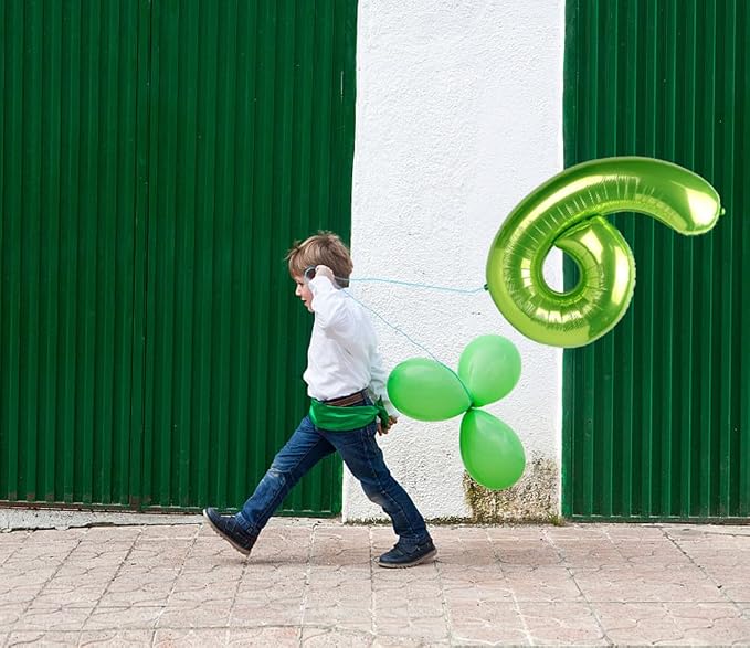 6 Balloon Number 40 Inch Light Green Balloons - Image 2