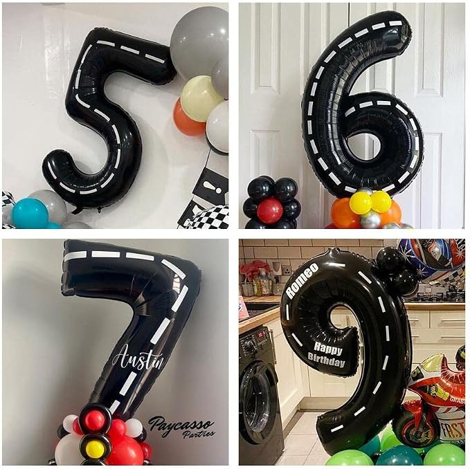 Race Car Number 8 Balloons, 40 Inch Birthday Balloons Two Fast Black 8 Balloon - Image 6