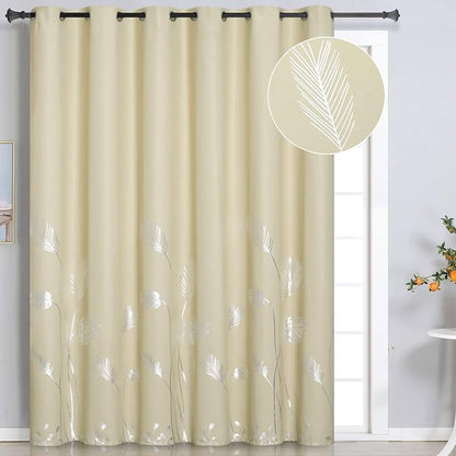 Beige Room Darkening Curtain for Sliding Door 80W x 84L Inch Long Extra Wide by ESTELARTEXTILER